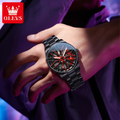 OLEVS 9937 Men's Rotating Skeleton Dial Quartz Watch | Stainless Steel | Waterproof